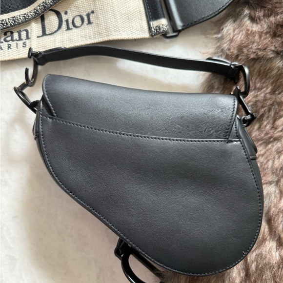 Dior Black Leather Saddle Bag and Strap - Picture 2 of 2